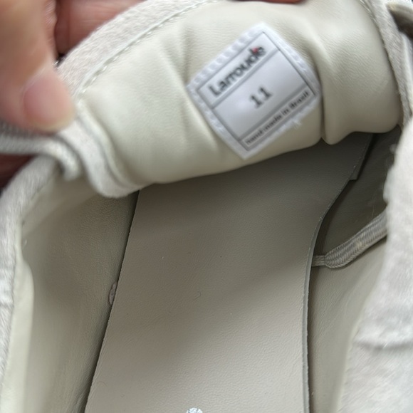 Larroude Stella Sneaker In Mushroom Grey Suede and Ivory Leather Sz11 - Picture 6 of 11